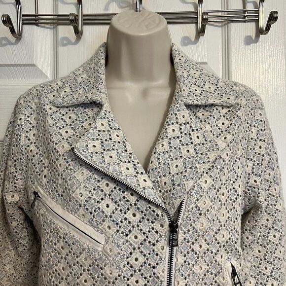 Anthropologie Dolan Rossi Eyelet Moto Jacket Size Small - Picture 2 of 8